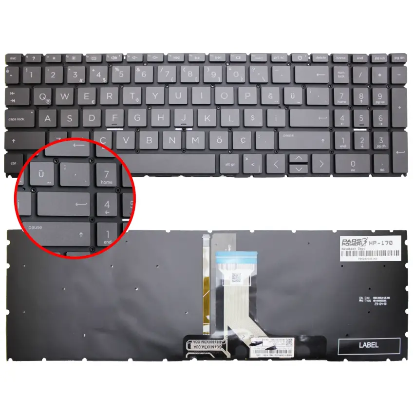 Hp 15-fd0004nt (86n52EA) Klavye Işıklı (Siyah TR)