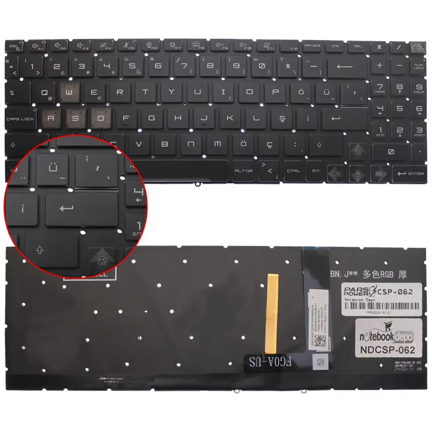 MSI Sword 15 A12UC-037 Klavye Işıklı (Siyah TR)
