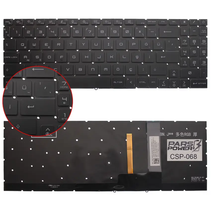 MSI Sword 15 A12UC-037 Klavye Işıklı (Siyah TR)