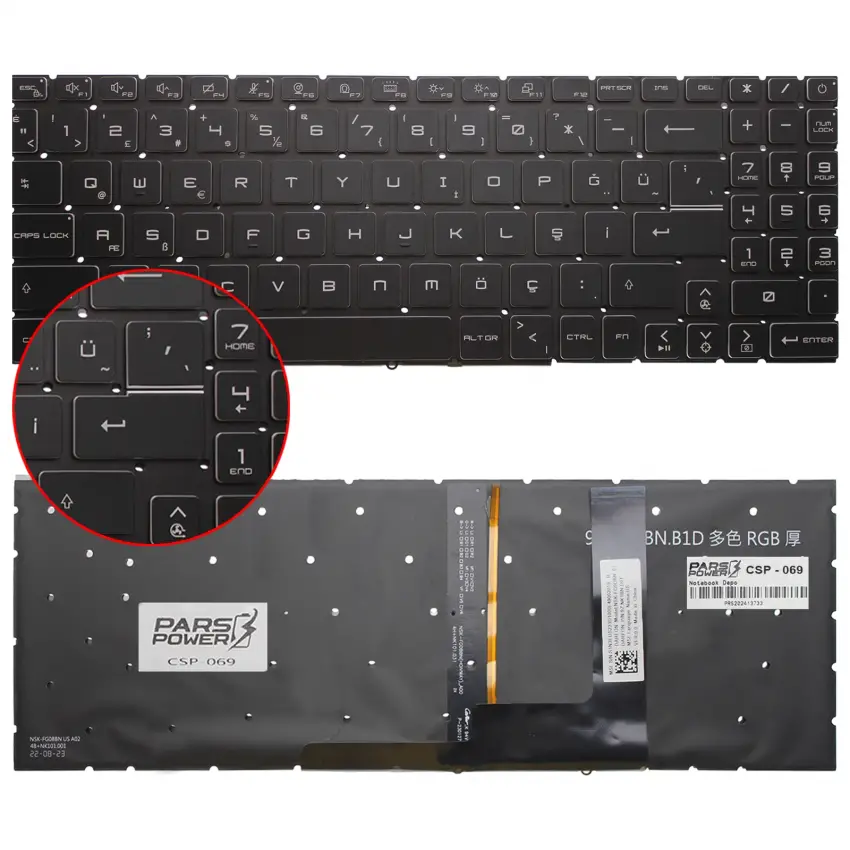 MSI Sword 15 A12UC-037 Klavye Işıklı (Siyah TR)