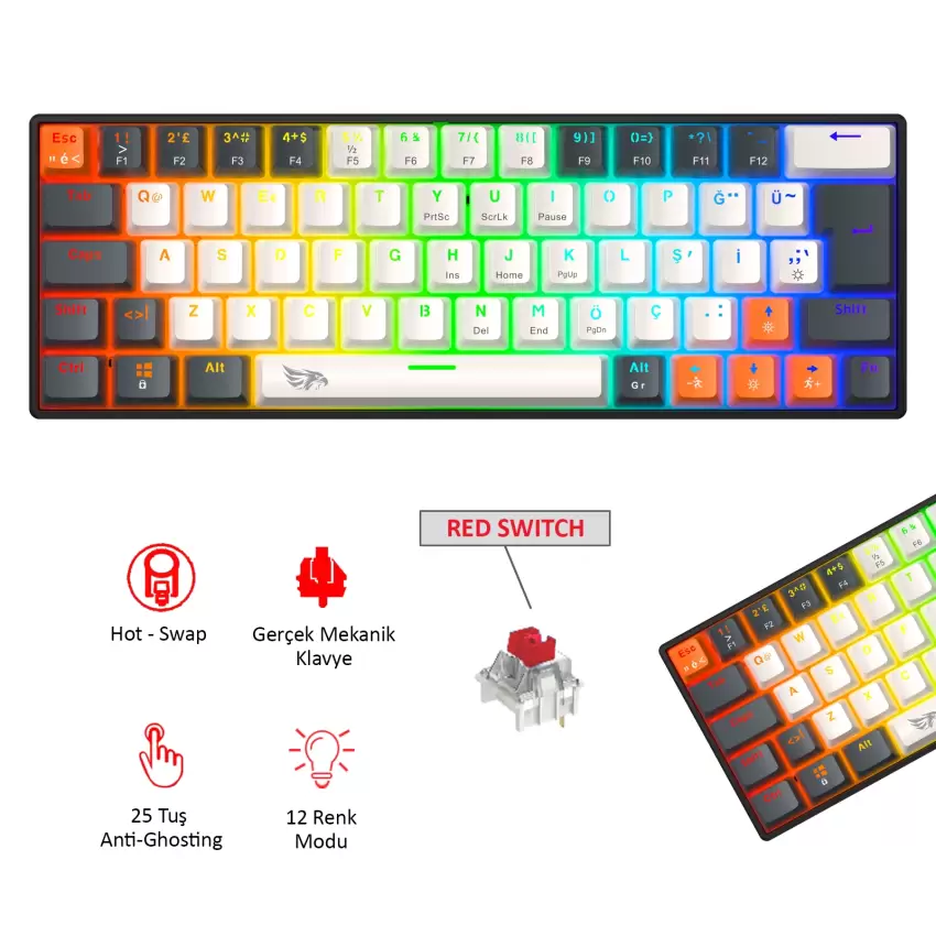 Gameagle Neopulse MK-64X2ABR Mekanik Işıklı Gamer Klavye