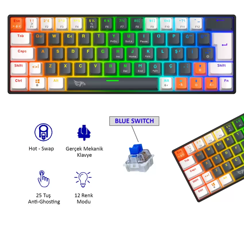 Gameagle Neopulse MK-64X2BAB Mekanik Işıklı Gamer Klavye