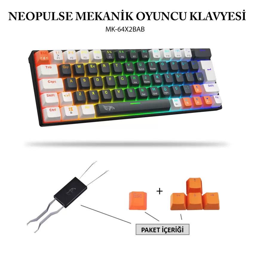 Gameagle Neopulse MK-64X2BAB Mekanik Işıklı Gamer Klavye