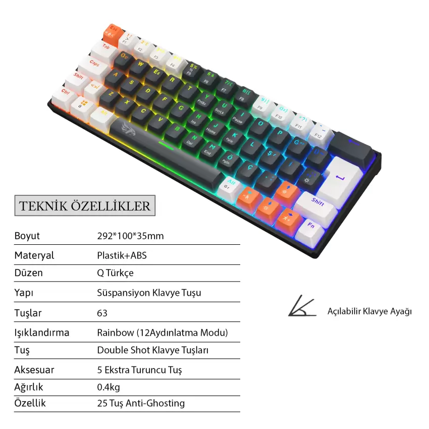 Gameagle Neopulse MK-64X2BAR Mekanik Işıklı Gamer Klavye