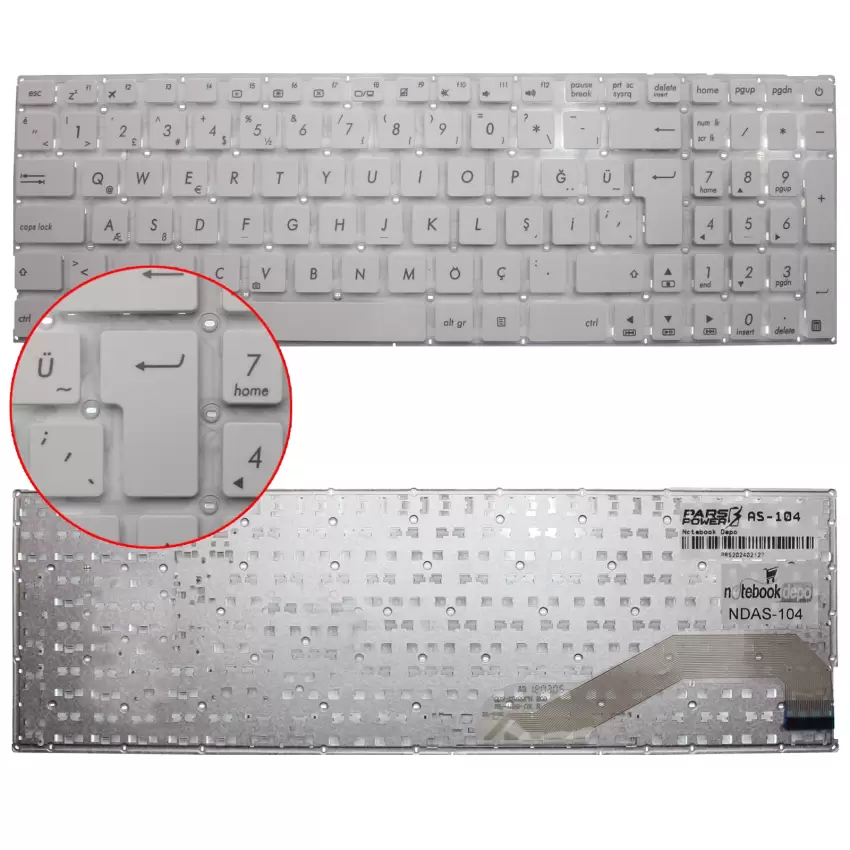 Asus 0KNB0-610TTU00, MP-13K96CU-9209 Klavye (Beyaz TR)