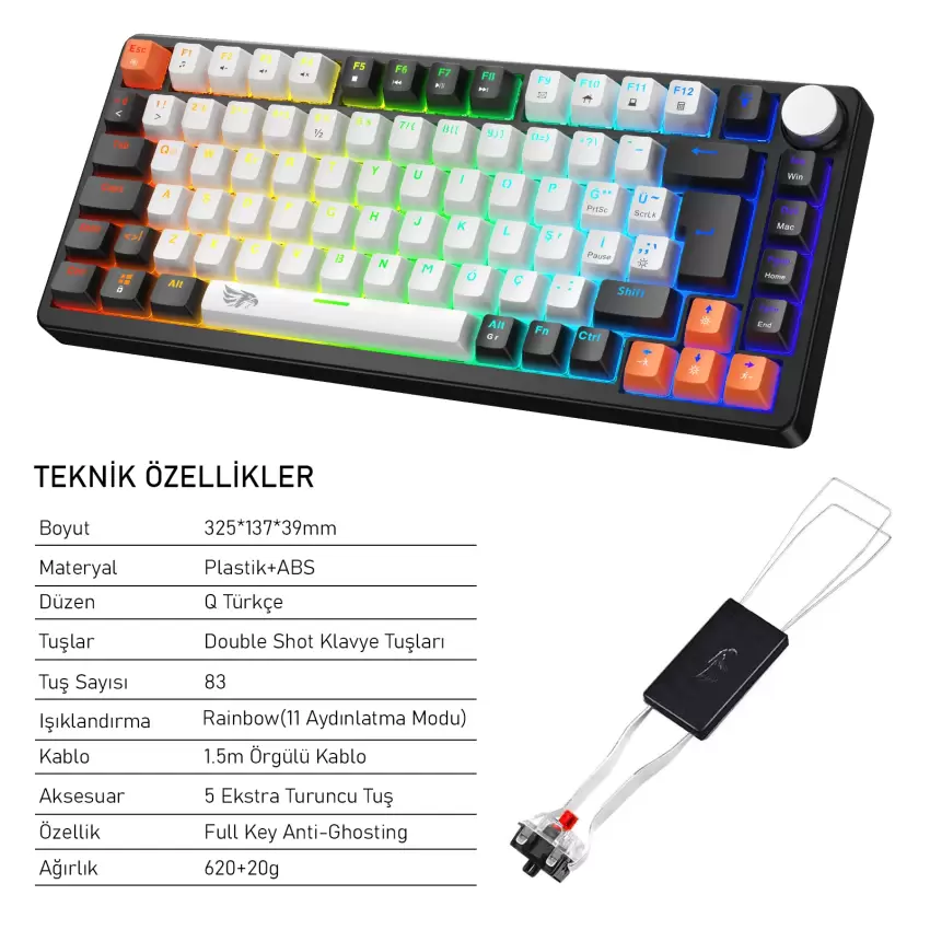 Gameagle Strike Compact MK-82X2ABB Mekanik Işıklı Gamer Klavye