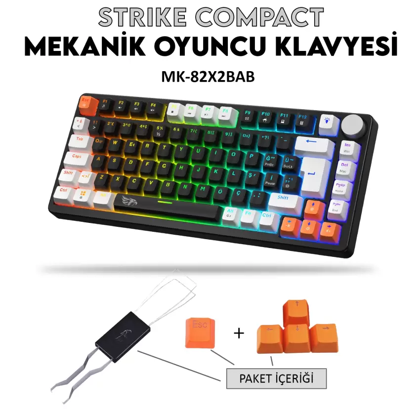 Gameagle Strike Compact MK-82X2BAB Mekanik Işıklı Oyuncu Klavye