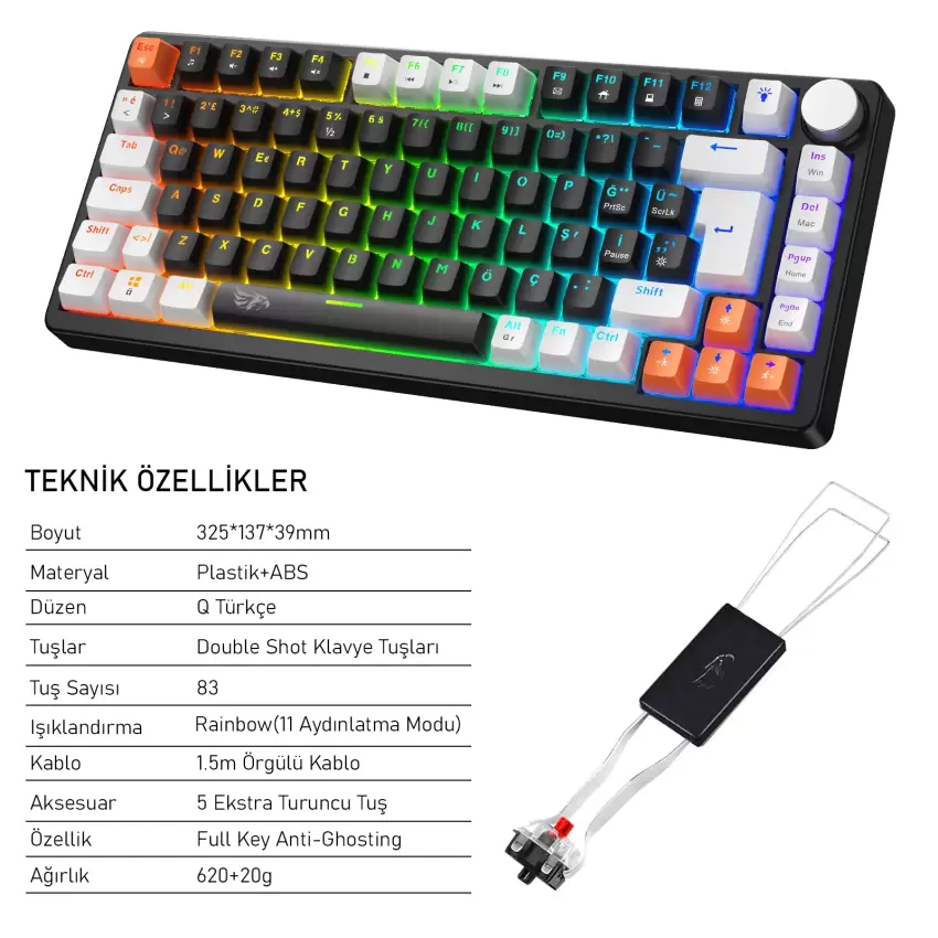 Gameagle Strike Compact MK-82X2BAB Mekanik Işıklı Gamer Klavye