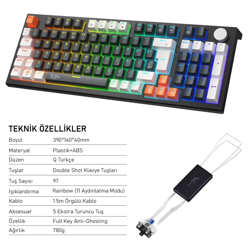 Gameagle Strike Plus MK-96X2BAB Mekanik Işıklı Oyuncu Klavye