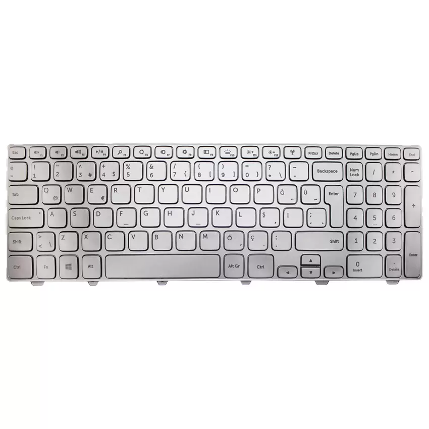 Dell Inspiron 15-7537, 15-7737 Klavye Işıklı (Gümüş TR)