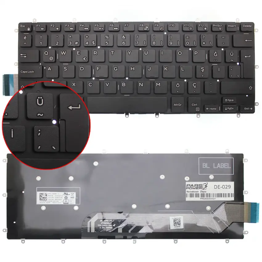Dell Latitude 3379 2-in-1 Notebook Klavye (Siyah TR)