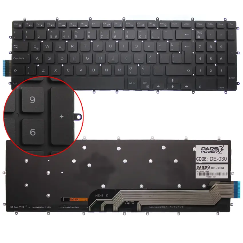 Dell Inspiron 15-5567, 15-5765, 15-7565 Notebook Klavye Işıklı (Siyah TR)