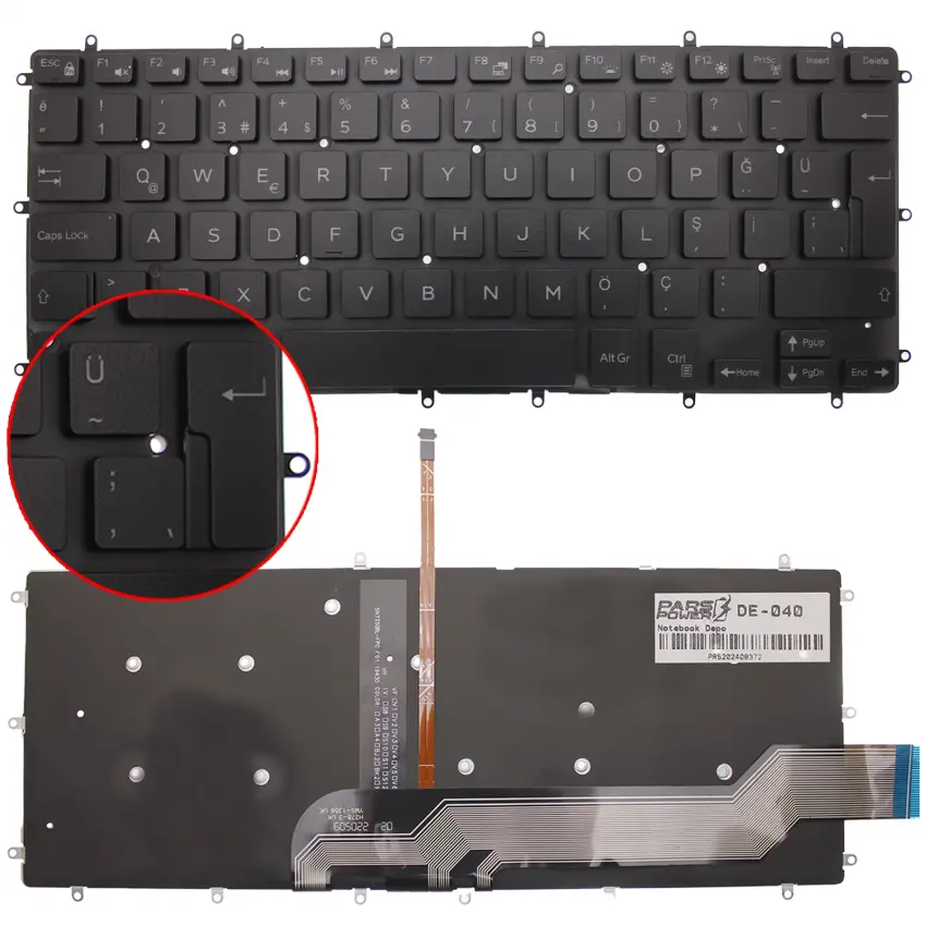 Dell Latitude 3379 2-in-1 Notebook Klavye Işıklı (Siyah TR)