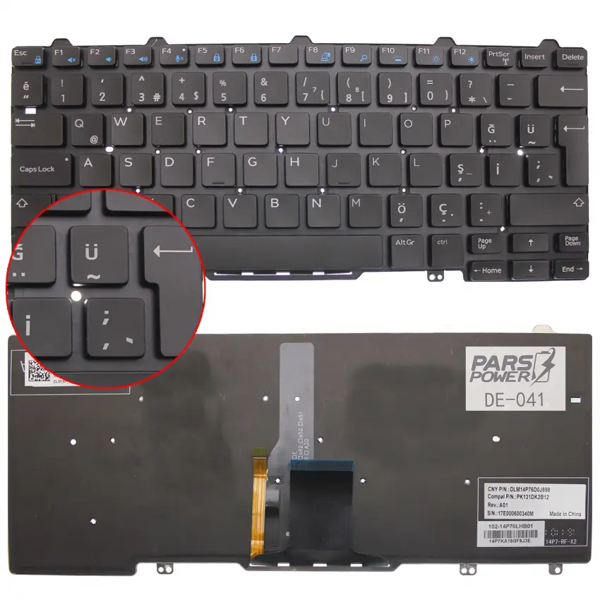 Dell Latitude XPS 08VRP9, 0F2TF5 Klavye Işıklı (Siyah TR)
