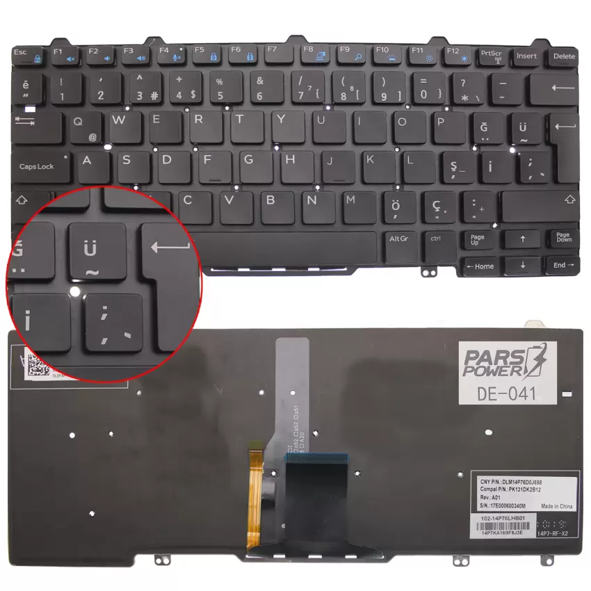 Dell Latitude E7270 N003LE727012EMEA_WIN Klavye Işıklı (Siyah TR)