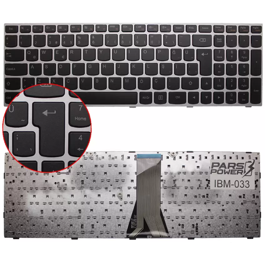 Lenovo 25214759, 25214785, 5N20H03435 Notebook Klavye (Gümüş TR)