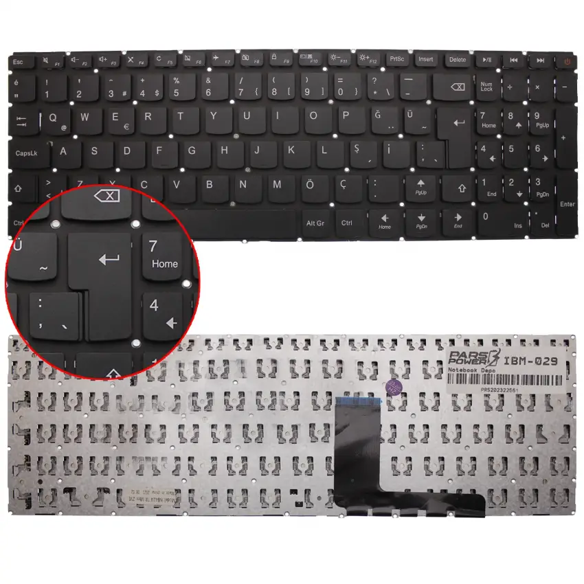 Lenovo ideaPad 80TV00UGTX, 80T7003BTX Notebook Klavye (Siyah TR)
