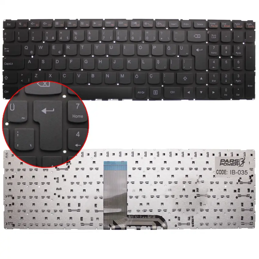 Lenovo ideaPad 700-15ISK Type 80RU Notebook Klavye (Siyah TR)
