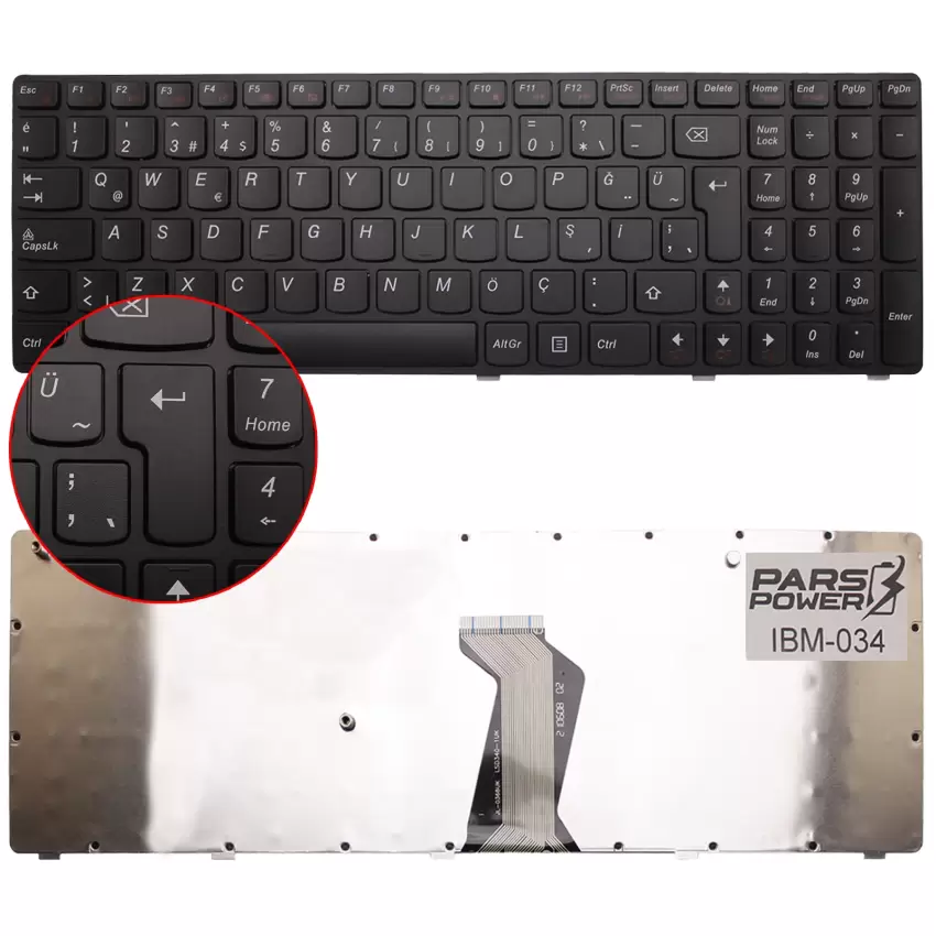 Lenovo B570, B570A, B570E, B570G, B580, B585, B590, V570, Z570, Z575 Notebook Klavye (Siyah TR)