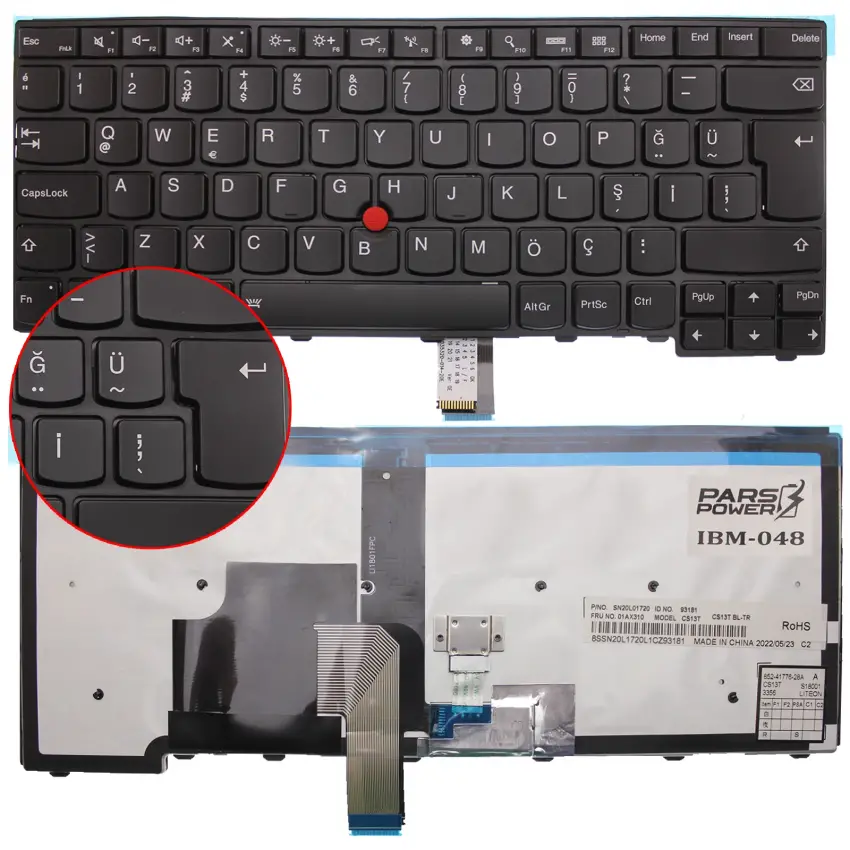 Lenovo ThinkPad E465, E470, L440 Serisi Klavye (Işıklı TR)