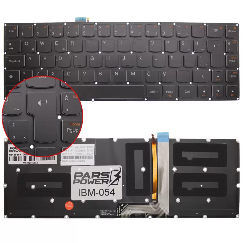 Lenovo Yoga 80HE00S3TX Notebook Klavye Işıklı (Siyah TR)