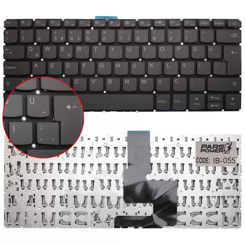 Lenovo ideaPad 81A5007WTX, 81A500C1TX Notebook Klavye (Füme TR)