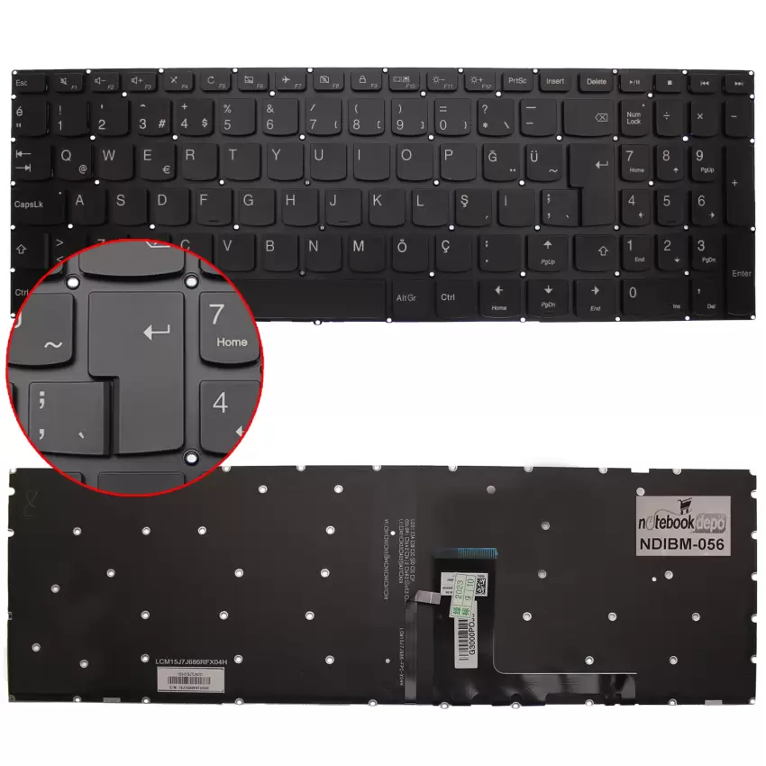 Lenovo V310 80T300T6TX, 80T300TETX Notebook Klavye Işıklı (Siyah TR)