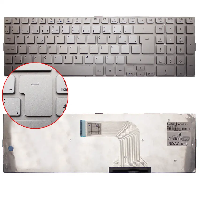 Acer Aspire 5943G Notebook Klavye (Gümüş TR)