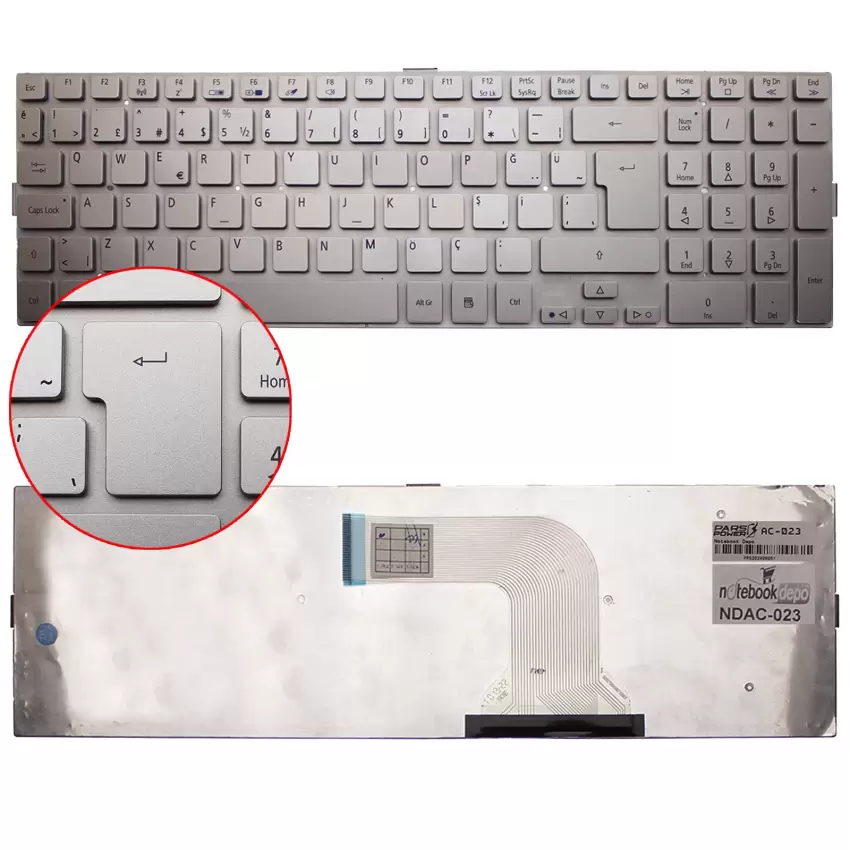 Acer Aspire AS8943G-5454G1T Notebook Klavye (Gümüş TR)