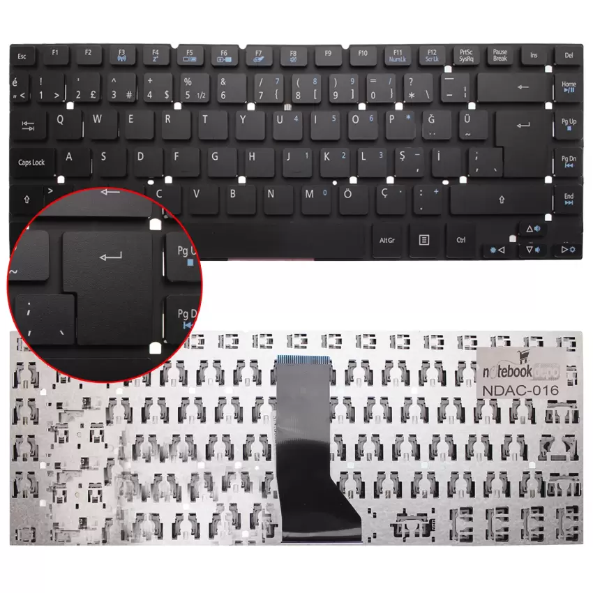 Acer Aspire ES1-521, ES1-511-C8GU Notebook Klavye (Siyah TR)