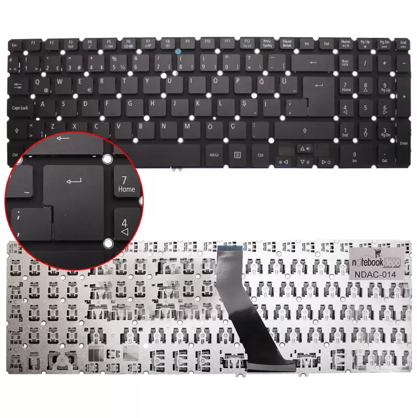 Acer NSK-R91BQ 0T Notebook Klavye (Siyah TR)