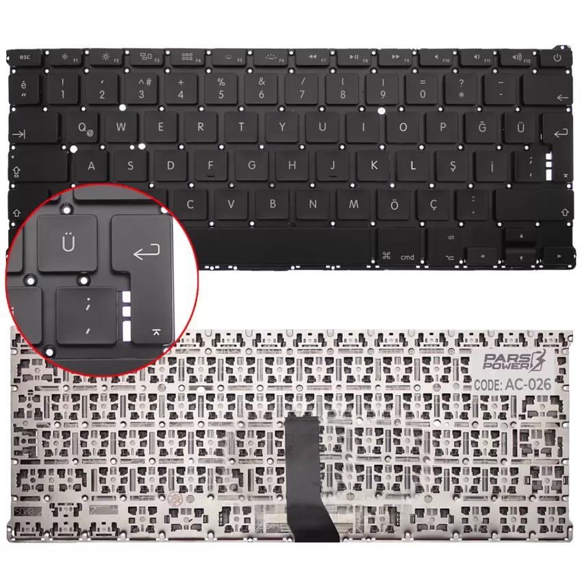 Apple MacBook MC966LL/A, MD231LL/A, MD232LL/A Klavye (Siyah Tr)