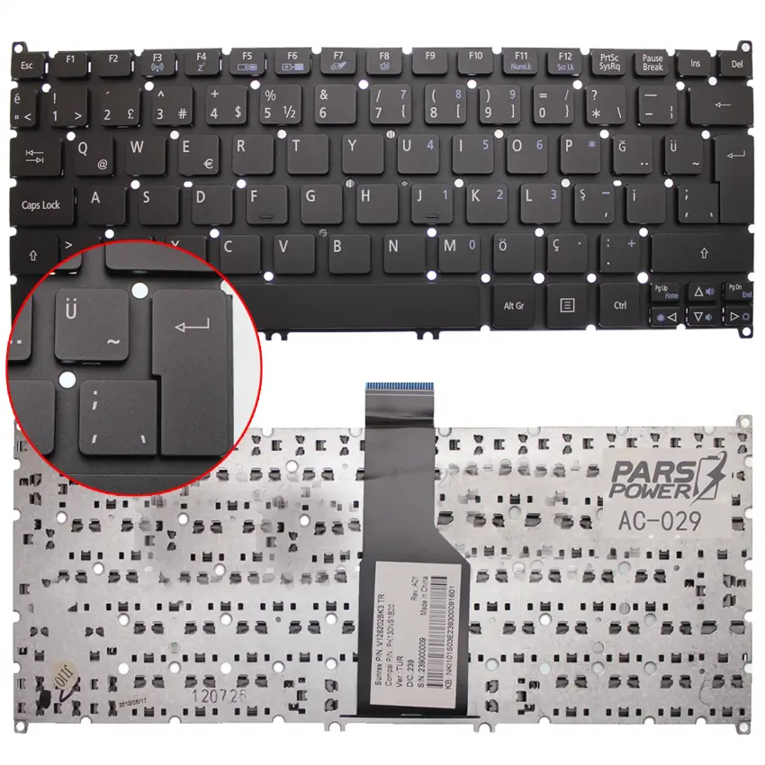 Acer 3ICP5/65/88, 3ICP5/67/90 Notebook Klavye (Siyah TR)