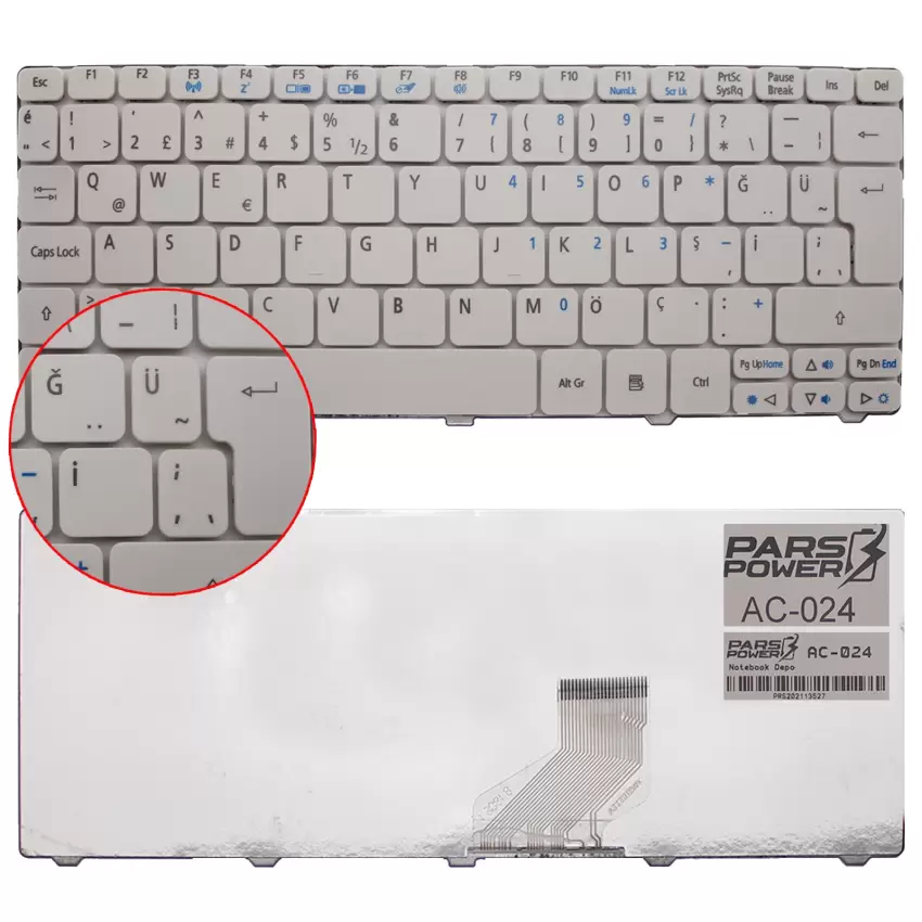 Acer Aspire D255, D257, D260, D270, ZA8 Notebook Klavye (Beyaz TR)