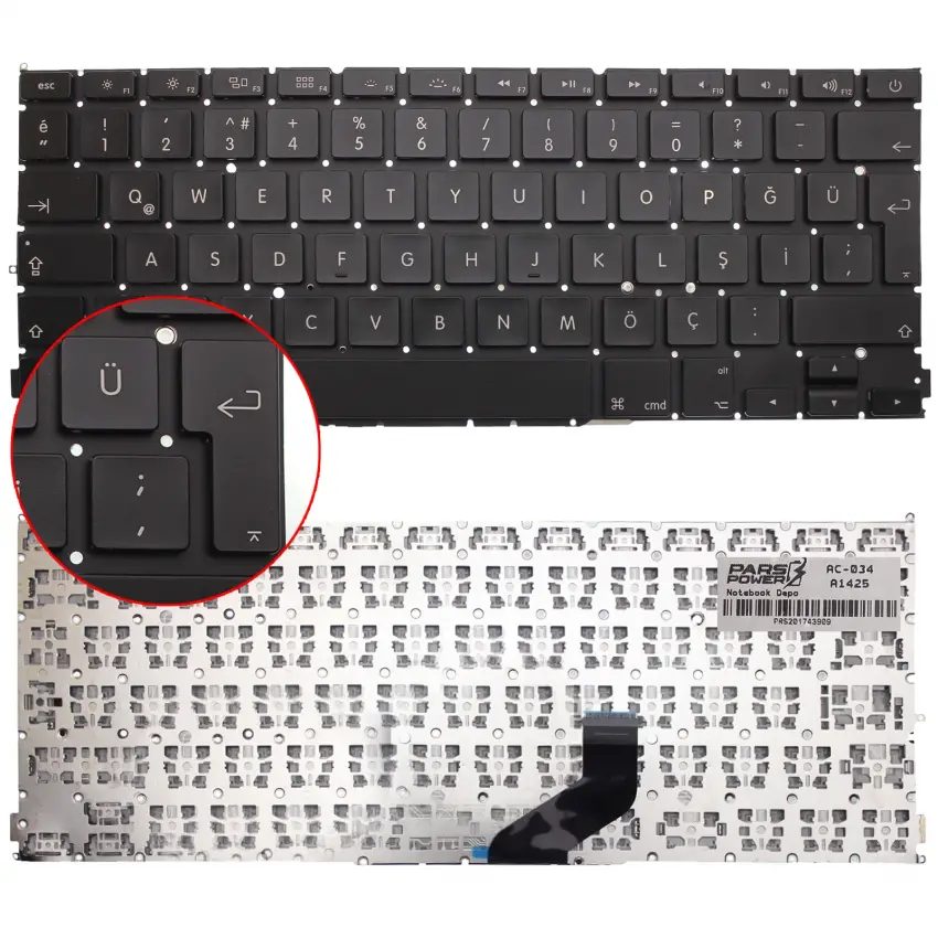 Apple A1425 Klavye (Siyah Tr)
