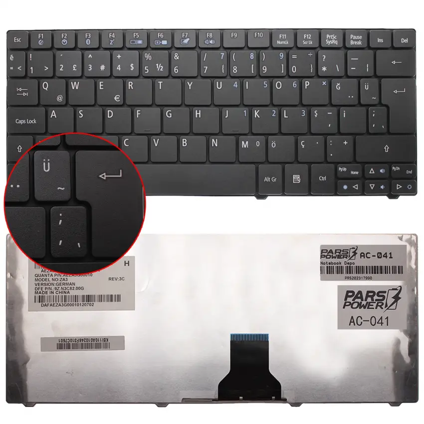 Acer Aspire 1810TZ, 1820P, 1820PT Notebook Klavye (Siyah TR)