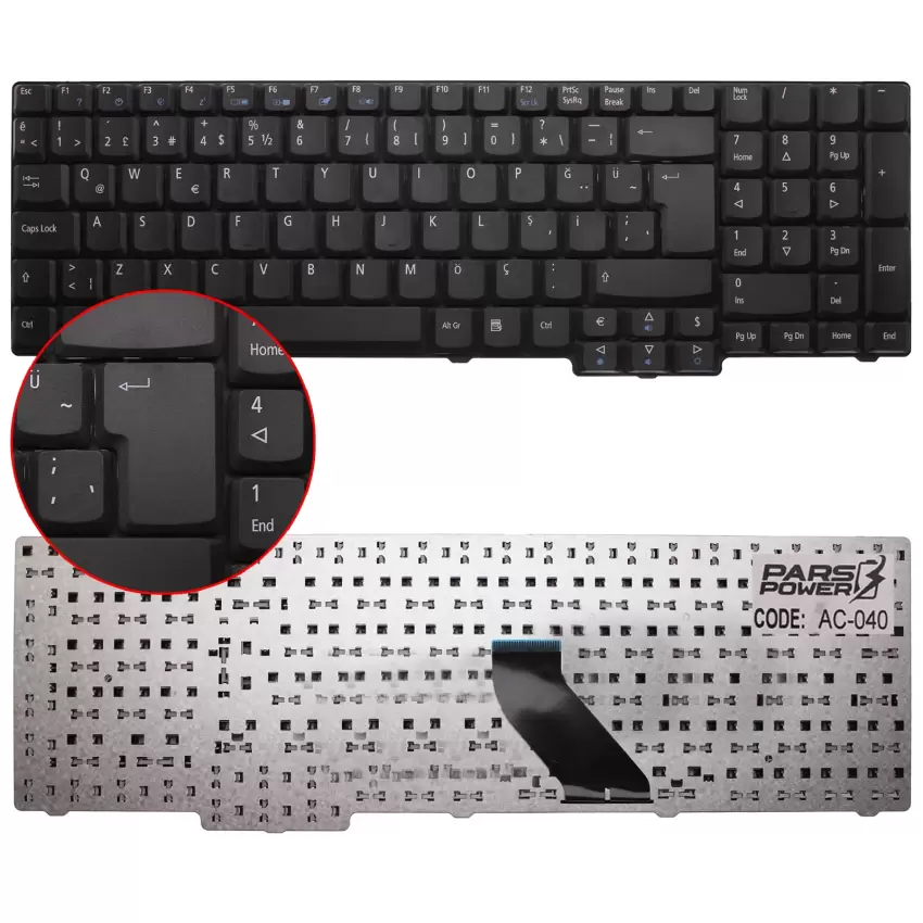 Acer Aspire 5235, 5335, 5355, 5535, 5737, 6930G, 9300, 5235, 5635G Serisi Notebook Klavye (Siyah TR)