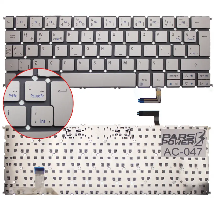 Acer Aspire S7 MP-12A5 Klavye (Gümüş TR)