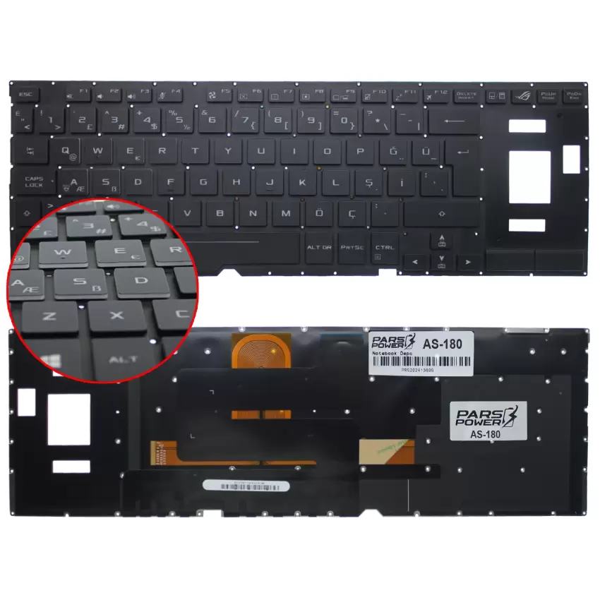Asus Rog Zephyrus S GX501V, GX501G, GX501GI Klavye Işıklı (Siyah TR)
