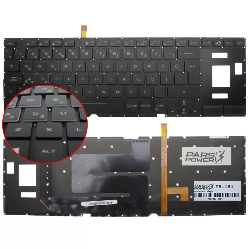 Asus Rog Zephyrus S GX531GW-AB76, GX531Gw-Ah76 Klavye Işıklı (Siyah TR)
