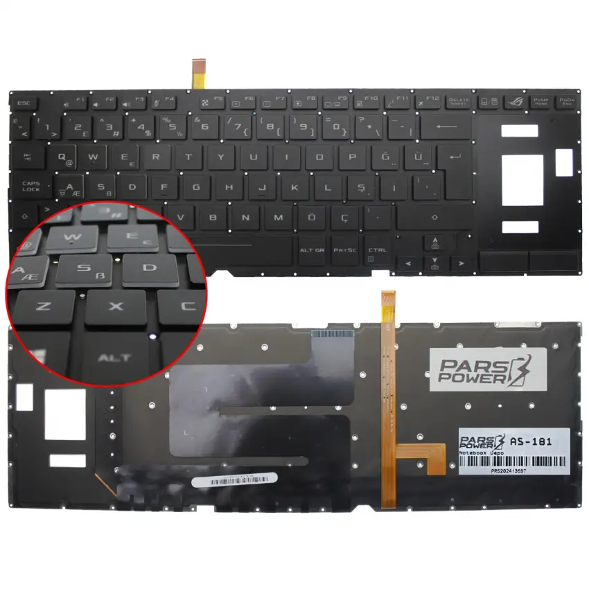 Asus Rog Zephyrus S GX701GXr-Hg121r, 90NR01D1-R31RU0 Klavye Işıklı (Siyah TR)
