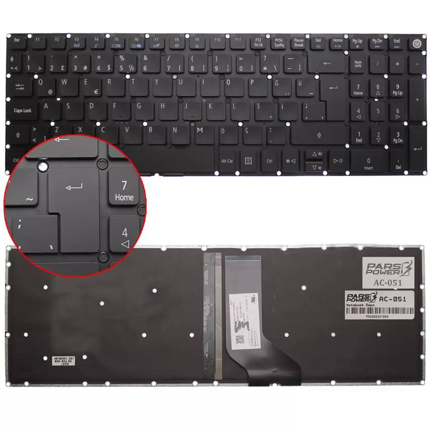Packard Bell ENTE69AP, ENTE69BH Notebook Klavye Işıklı (Siyah TR)