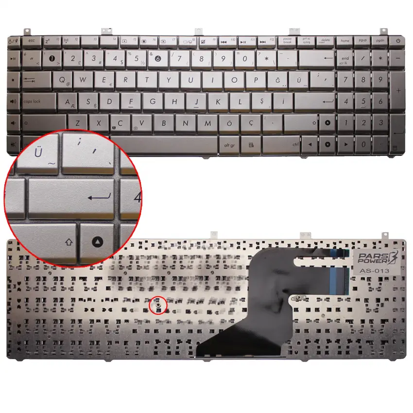 Asus N55S, N55S8, N55SF Notebook Klavye (Gümüş TR)