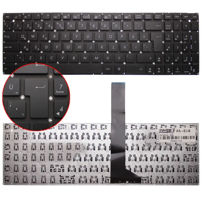 Asus X550, P550, R510, R513 Notebook Klavye (Siyah TR)