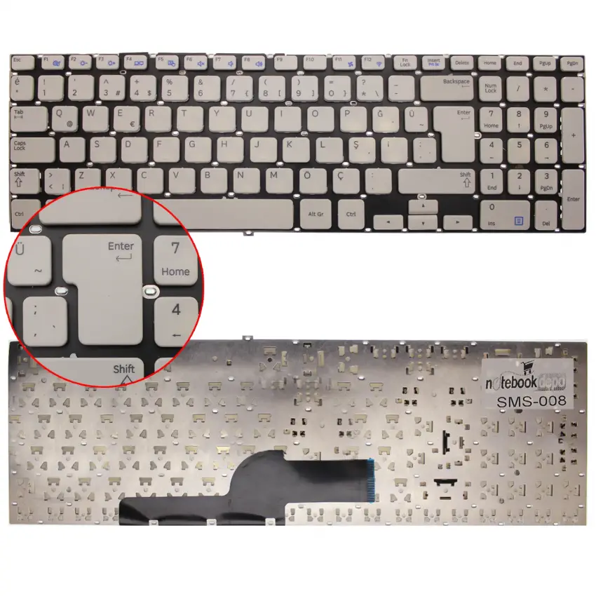 Samsung NP270E5E, NP300E5E, NP350E5C Notebook Klavye (Beyaz TR)