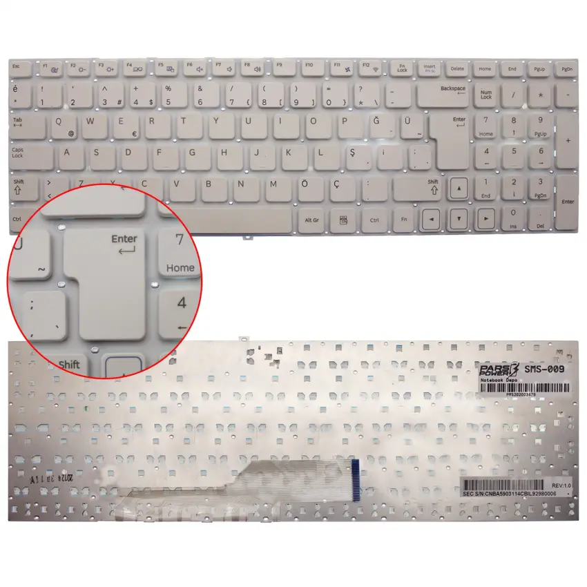 Samsung NP300E5C-U01TR, NP300E5C-U02TR Notebook Klavye (Beyaz TR)