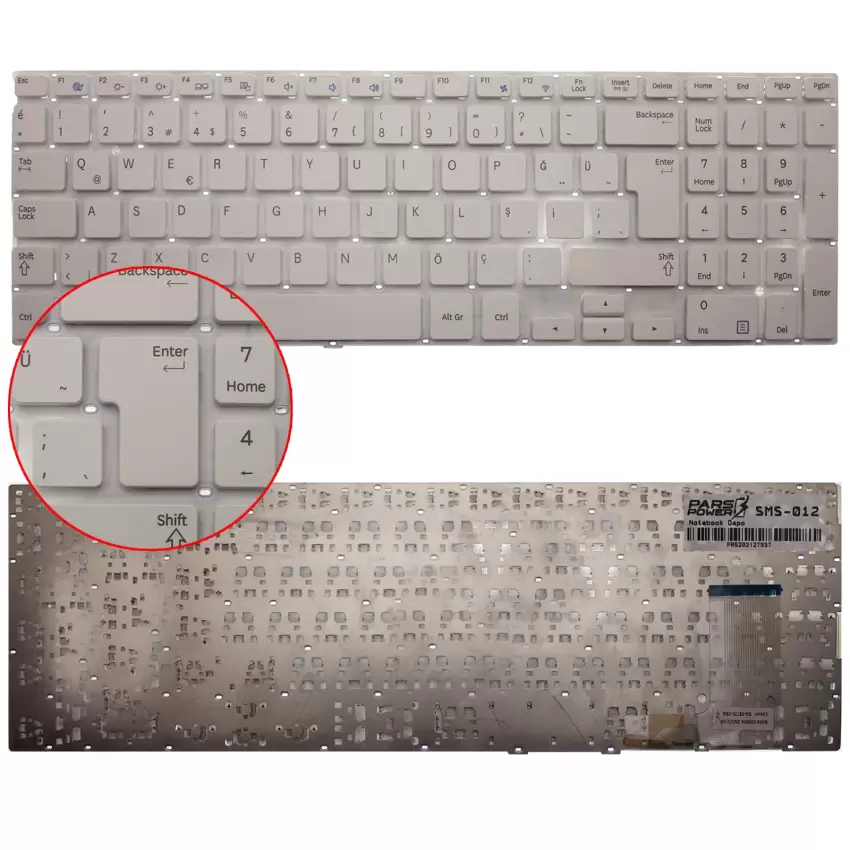 Samsung NP370R5E, NP450R5E, NP450R5G, NP510R5E Serisi CNBA5903622F Notebook Klavye (Beyaz TR)