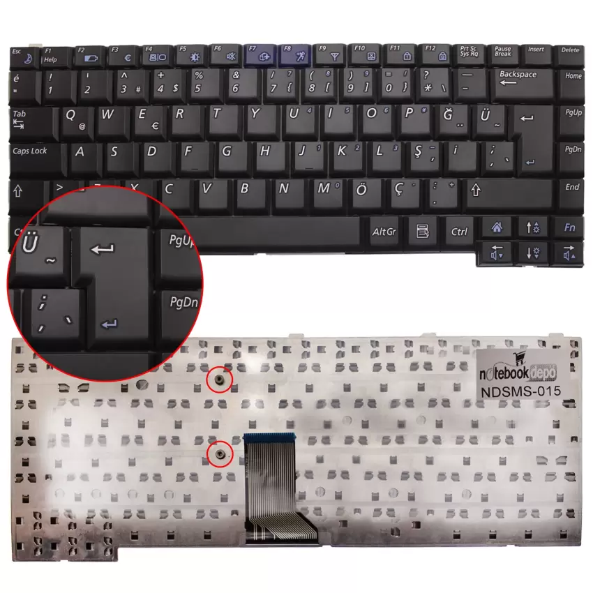 Samsung NP-R58, NP-R60, NP-R503, NP-R508, NP-R509, NP-R510, NP-R560 Serisi Notebook Klavye (Siyah TR