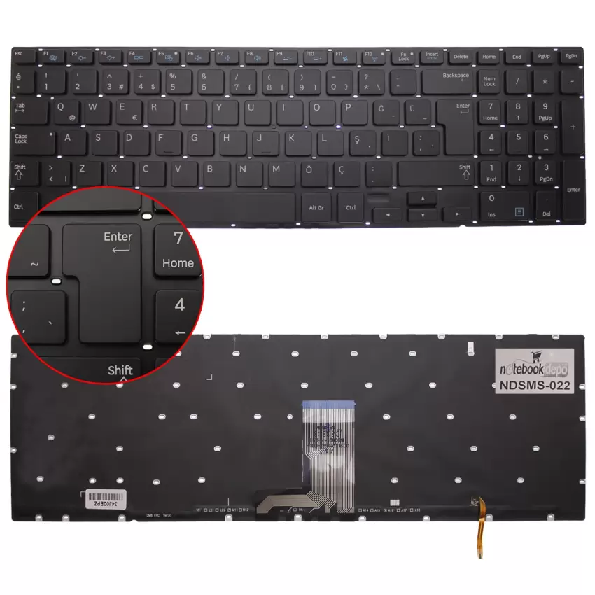 Samsung BA75-04639R Uyumlu Notebook Klavye (Siyah Işıklı TR)
