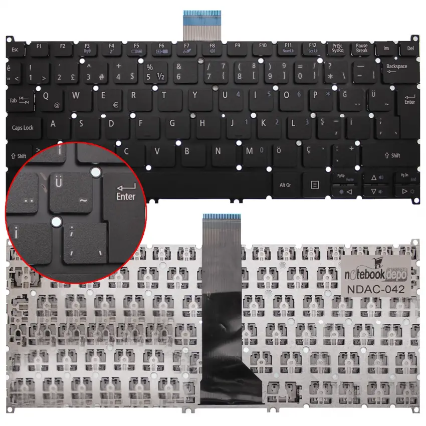 Acer Aspire V3-371-52HY, V3-371-54A4 Notebook Klavye (Siyah TR)